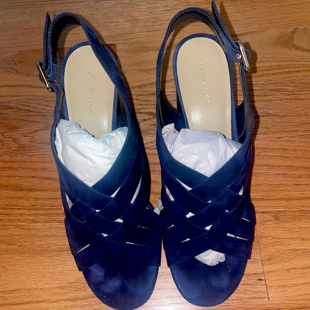 Ann Taylor Suede Blue Heels
